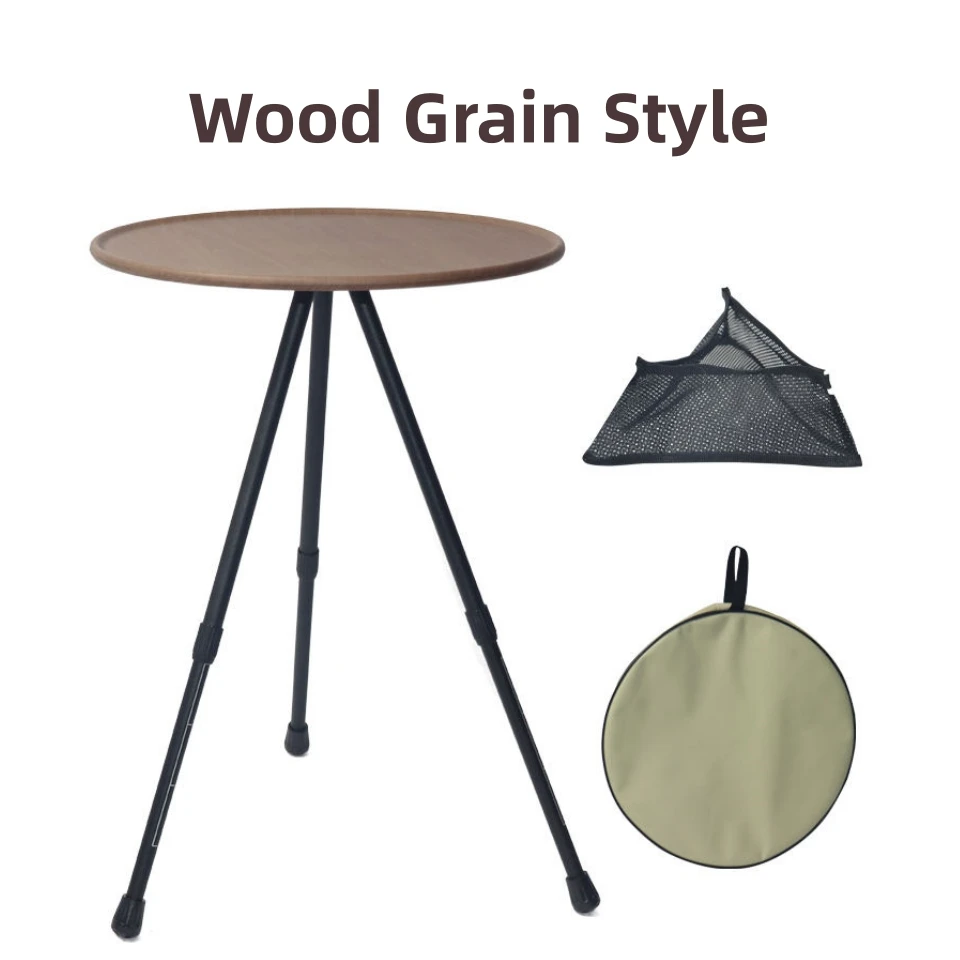 Upgraded Camping Height Adjustable Foldable Carbon Steel  Triangular Small Round Table