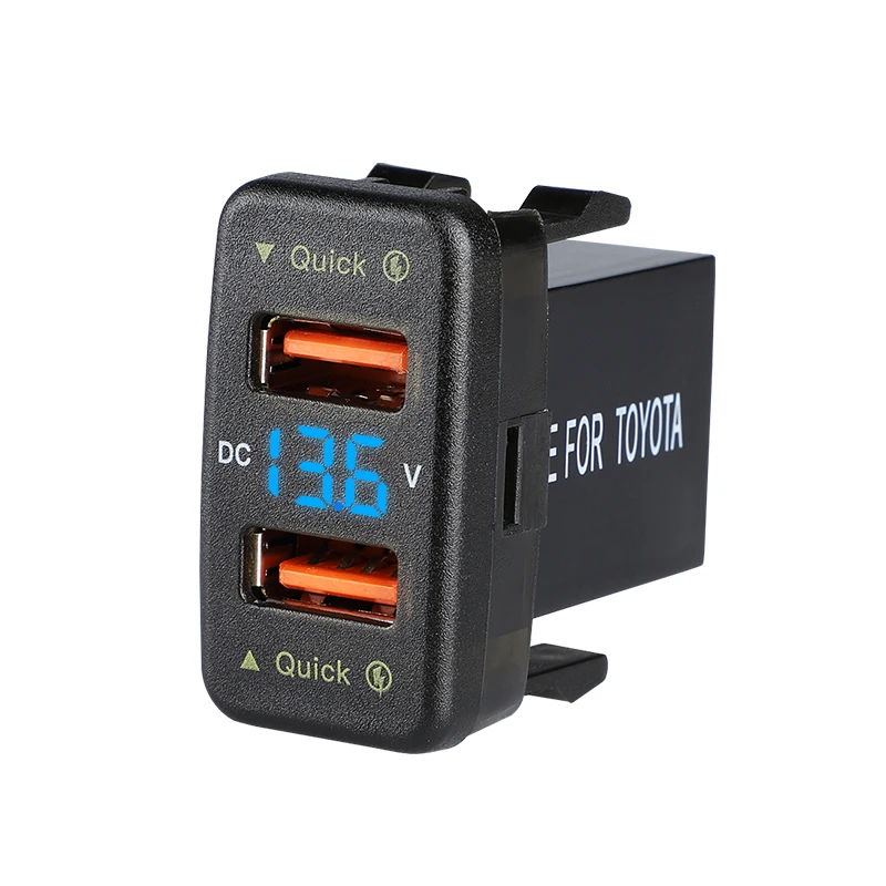 Wholesale For Toyota Panel Mount Usb Socket Quick Charging Dc 12V/24V 2 Qc3.0 Usb Phone Adapter Car Fast Charger