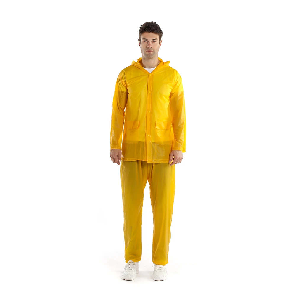 
Factory In Stock PVC 0.12mm thickness Raincoat Adult Hooded Waterproof Outdoor wear Rainsuits 