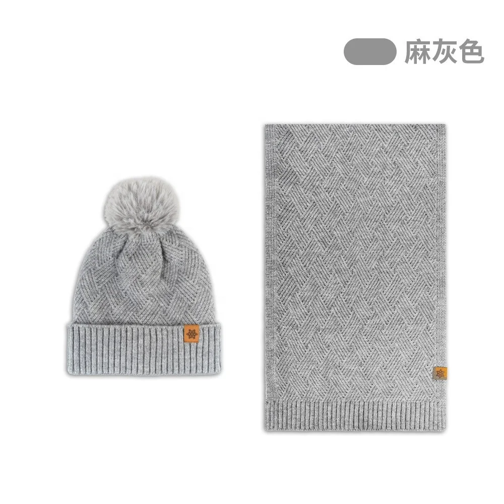 Winter high quality fashion knitted Alpaca wool solid colors warm cold hat scarf set hooded wool lady woman hat and scarf set
