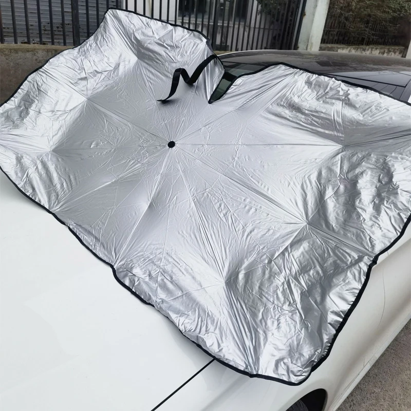 Car Windshield Sun Shade Umbrella Car Front Windshield with 360 Degree Rotation Bendable Handle