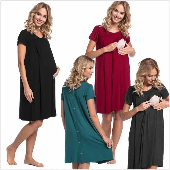 
Breastfeeding Nursing Pyjamas Wholesale Short Sleeve Comty Hospital Mom Maternity lactancia Nightwear Nightdress Plus Size 2XL 