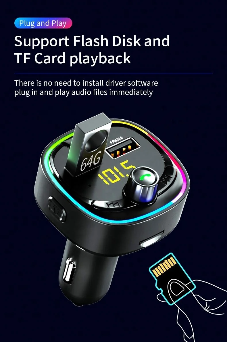 BT08D Intelligent Protection Universal for all Phone Music Car MP3 Players Stereo FM Broadcast Transmitter