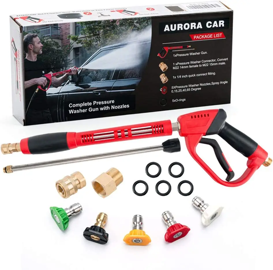 Bison Best Power Pressure Washer Replacement Trigger Gun with 2 Dual Extension Lance