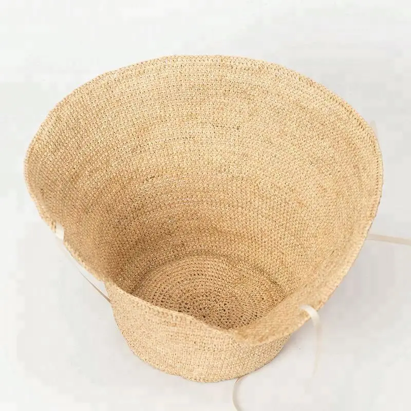 2018 летняя Женская Складная качественная соломенная шляпа из рафии с вязаным крючком