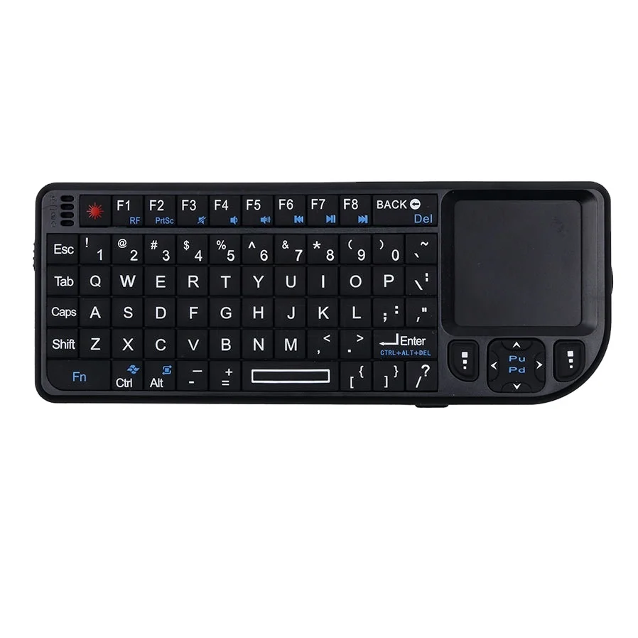 
Russian Spanish English 68Keys Portable Air Mouse Wireless Keyboard Touchpad with Laser Pointer 