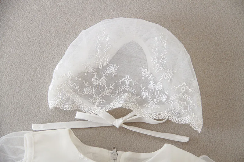 wholesale England Style boutique baby solid baptism christening gowns baptism dress with bonnet for girls