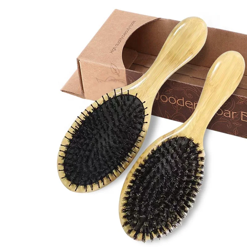 Wholesales Popular Customize LOGO Men Beard Hair 100% Boar Bristle Wood Handle Shaving Brush Wooden Beard Comb Brushes