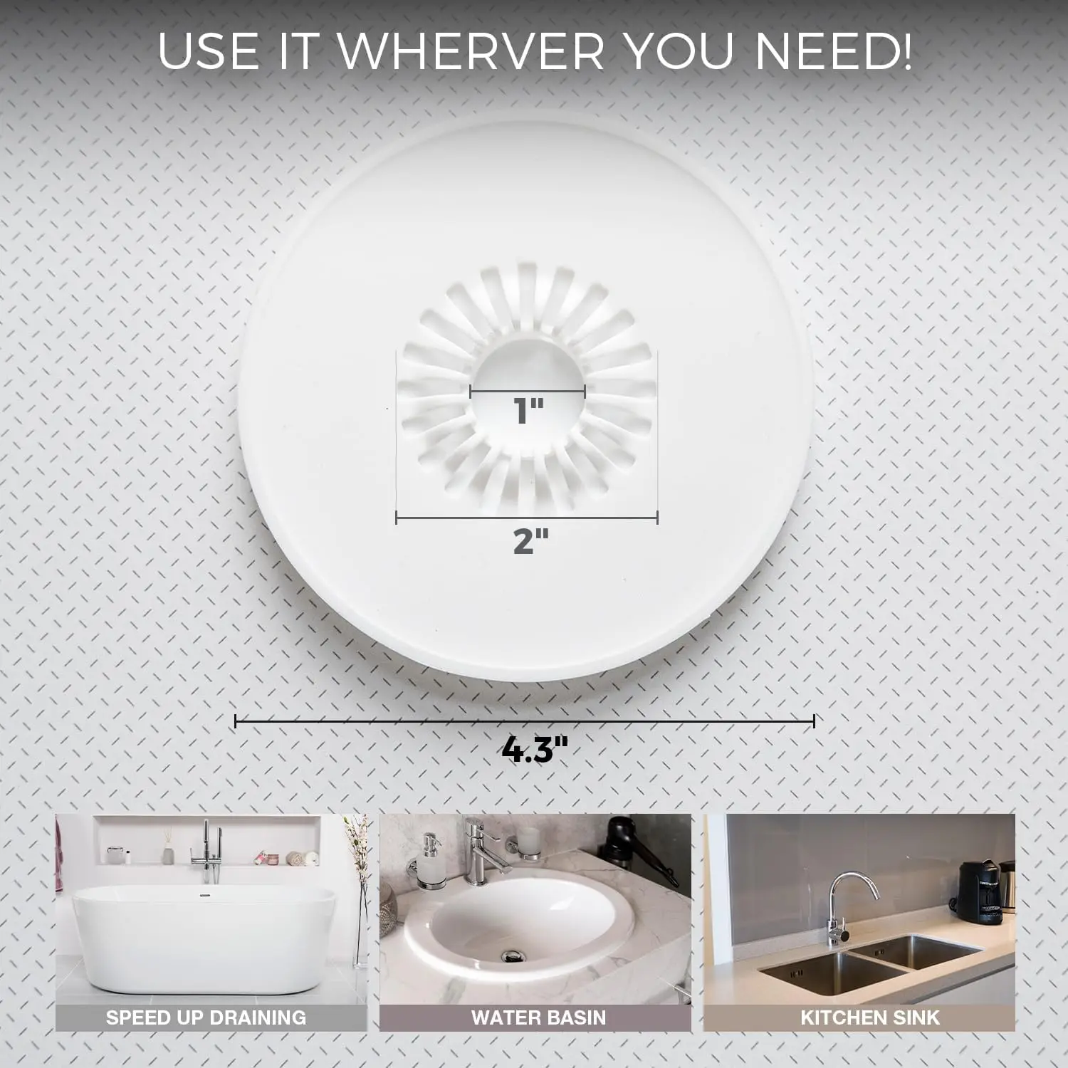 Silicone Drain Hair Catcher Tub Stopper 2 in 1 Bathtub Stopper Flex Silicone Drain Strainer for Shower Bathtub and Kitchen Sink