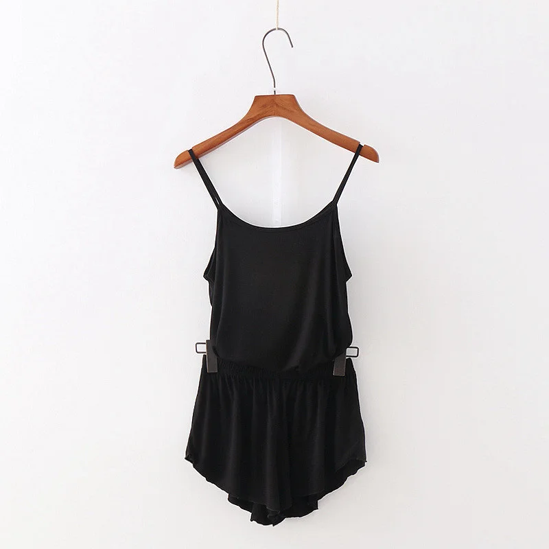 WholesaleWomen Pajamas Suits Sling tank top Shorts Lady Sets Sleepwear Loose Casual Nightgown Solid Color Homewear