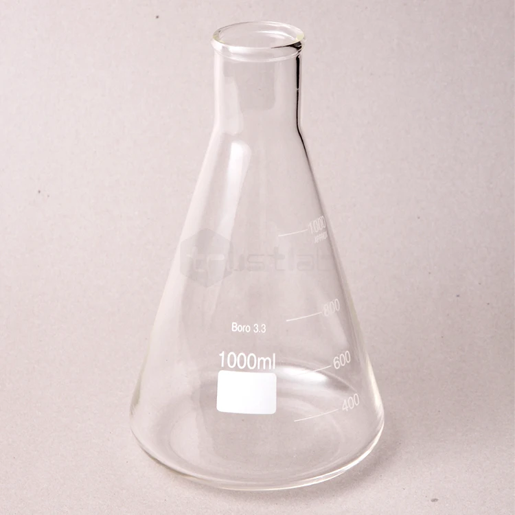 custom logo conical flask used in laboratory glassware bottom flask 100ml 250ml 500ml 1000ml 5000ml conical flask