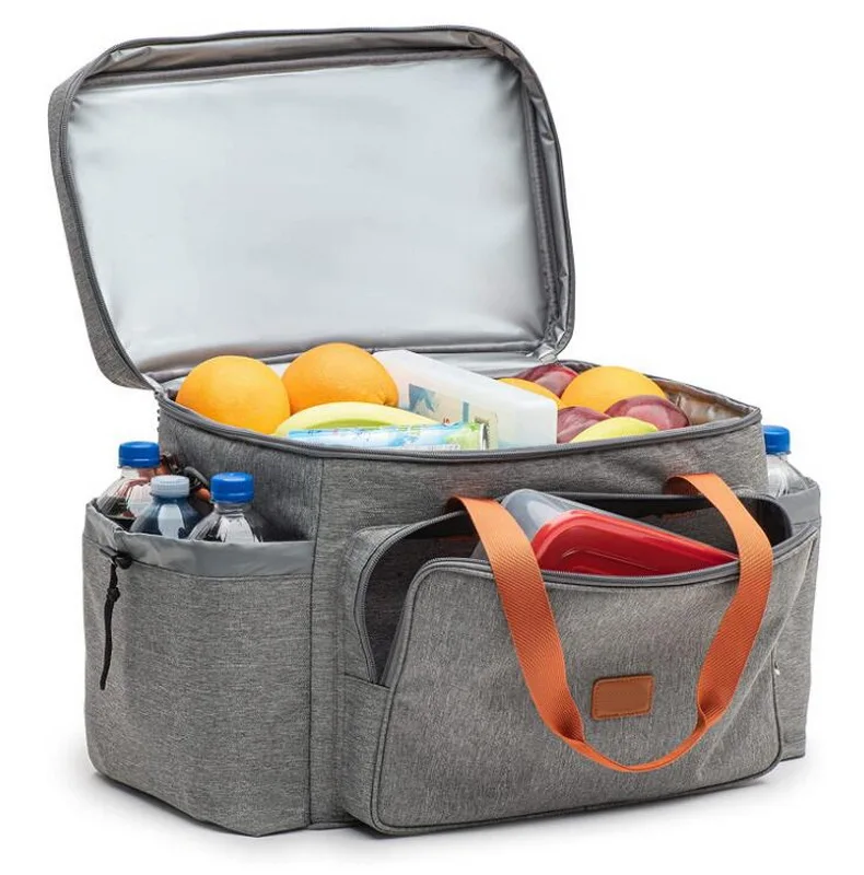 Large capacity waterproof travelling beach aluminum foil thermal bags fish insulated food cooler bag with bottle holder