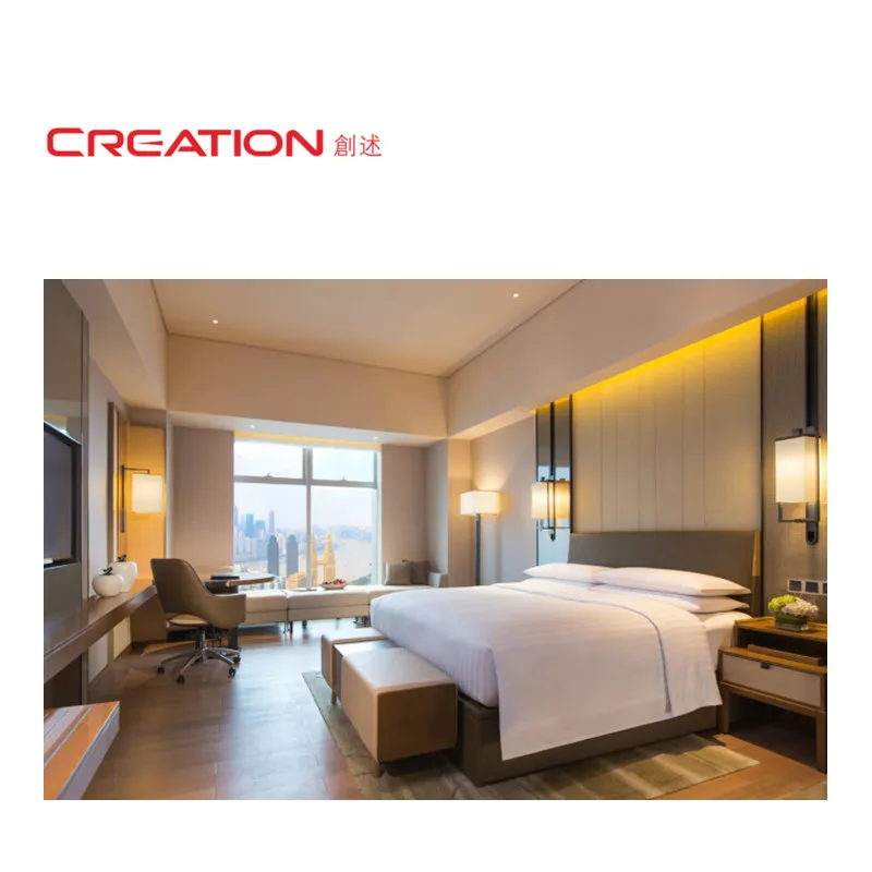 CREATION Marriott Five Stars Hotel Luxury Leather Upholstered Wood Hotel Furniture Dubai