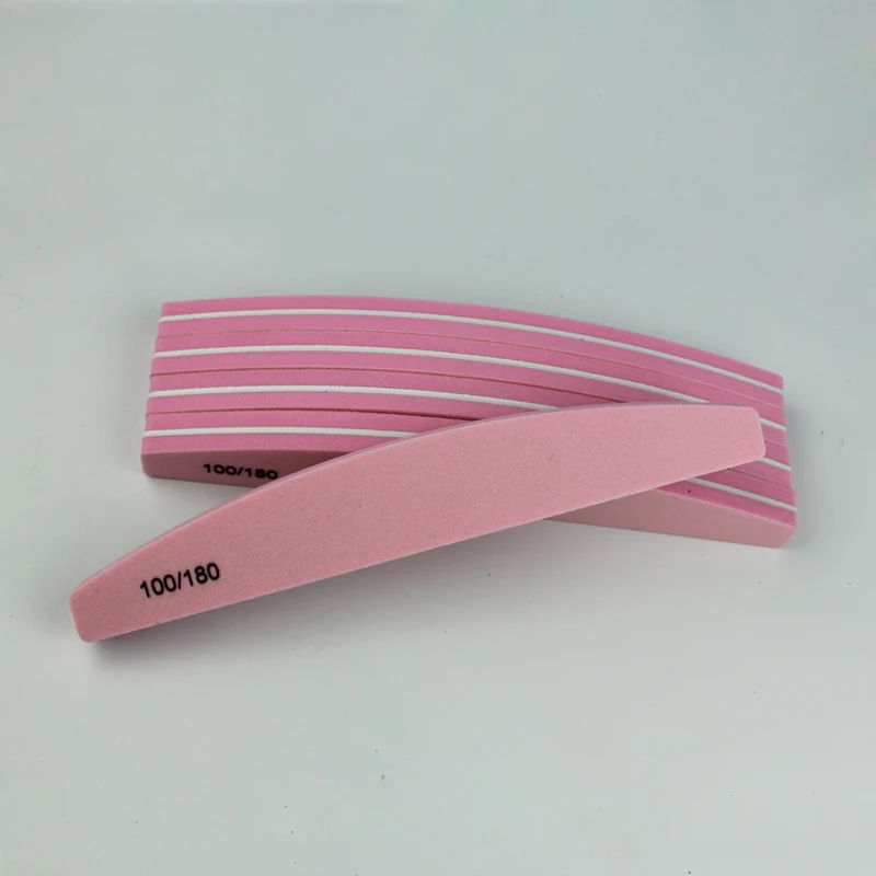  Shiny China Manufacturer Soft Pink Sponge Nail Buffer 100/180 for Salon