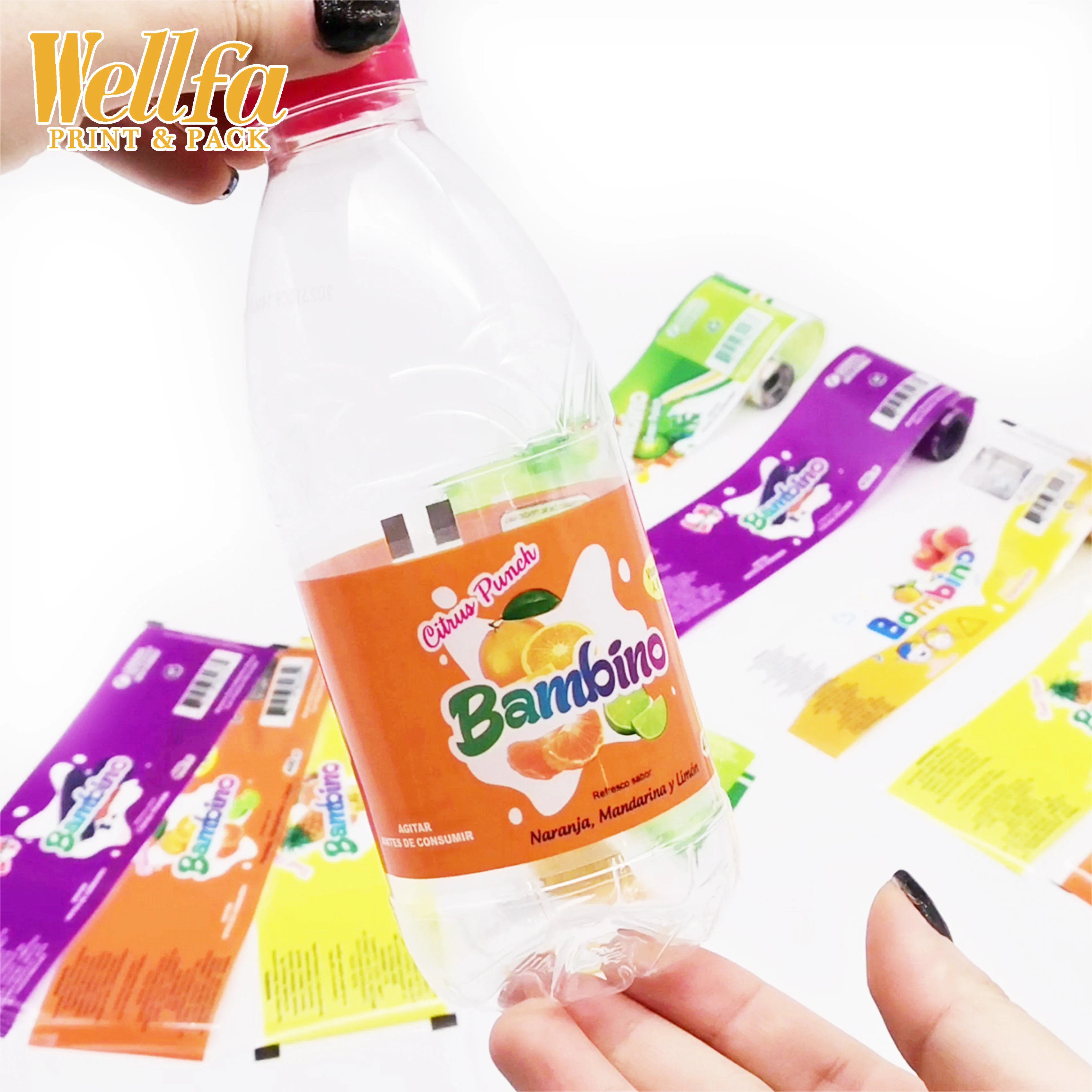 Customized Colorful Beverage Product Sticker Labels Adhesive Drinking Bottle Sticker Printing Water Bottle Plastic Label
