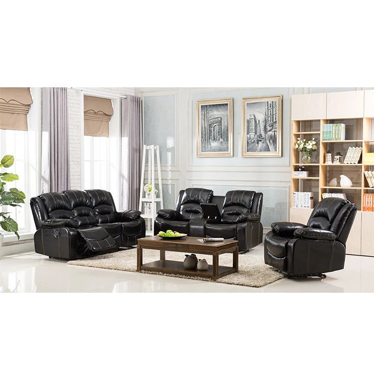 Good Quality Simple Reconfigurable Living Room Furniture Genuine Leather Sofa Recliner Set