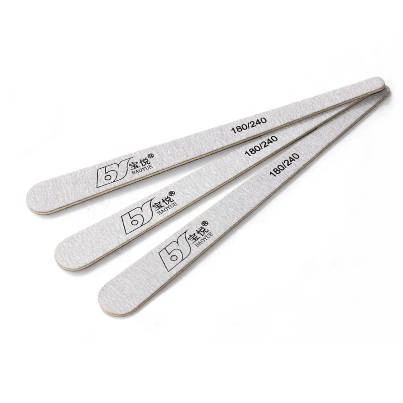 Eco friendly light gray nail files custom logo 180/240 grit etc professional disposable wooden nail file