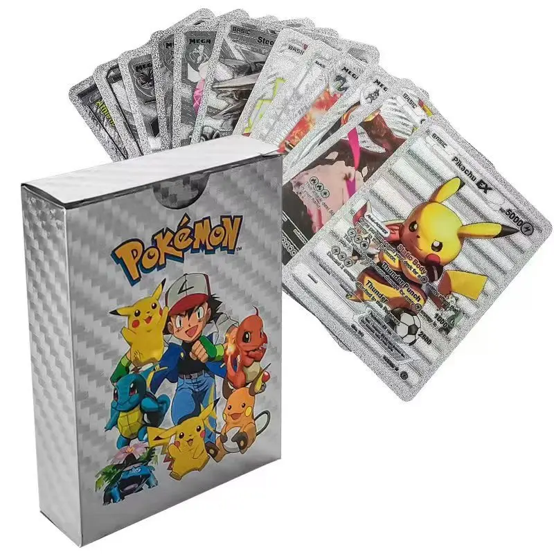 Cartoon 55PCS Poke Pikachu Gold Foil PVC Cards Anime Accessories Spot Wholesale