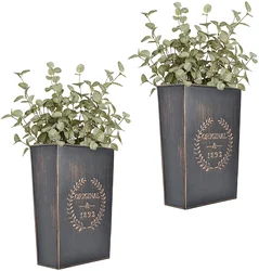 2023 New Design Rustic Metal Wall Planter Country Home Hanging Wall Vase Pocket for Plants Flower Indoor or Outdoor Farmhouse