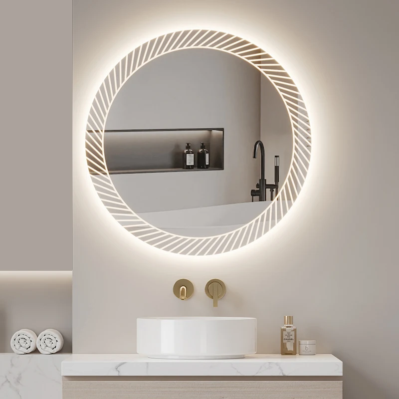 Creative Modern Design Smart Mirror Bathroom Round LED Wall-Mounted Frameless Art Bath Mirrors