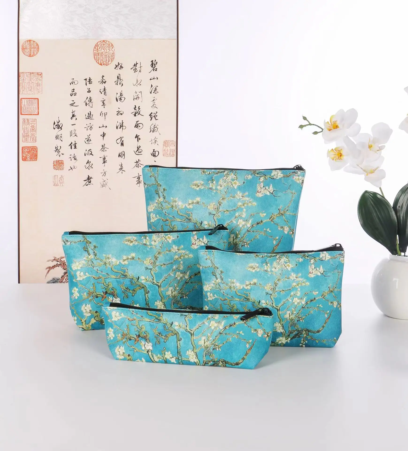 New Van Gogh Apricot Blossom Oil Painting Storage Bag Card Bag Digital Print Customizable Pattern
