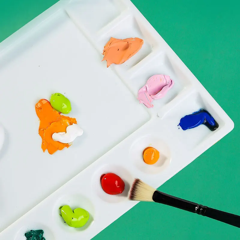 New Portable Plastic Palette Drawing Art Paint Square Painting Tray for Oil Watercolor Acrylic