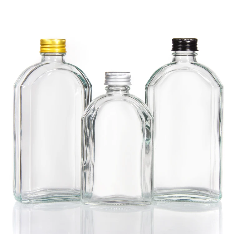 250 Ml Flat Flask Beverage Cold Brew Coffee Glass Bottle for Tea Milk With Cap 50 100 200 300 500