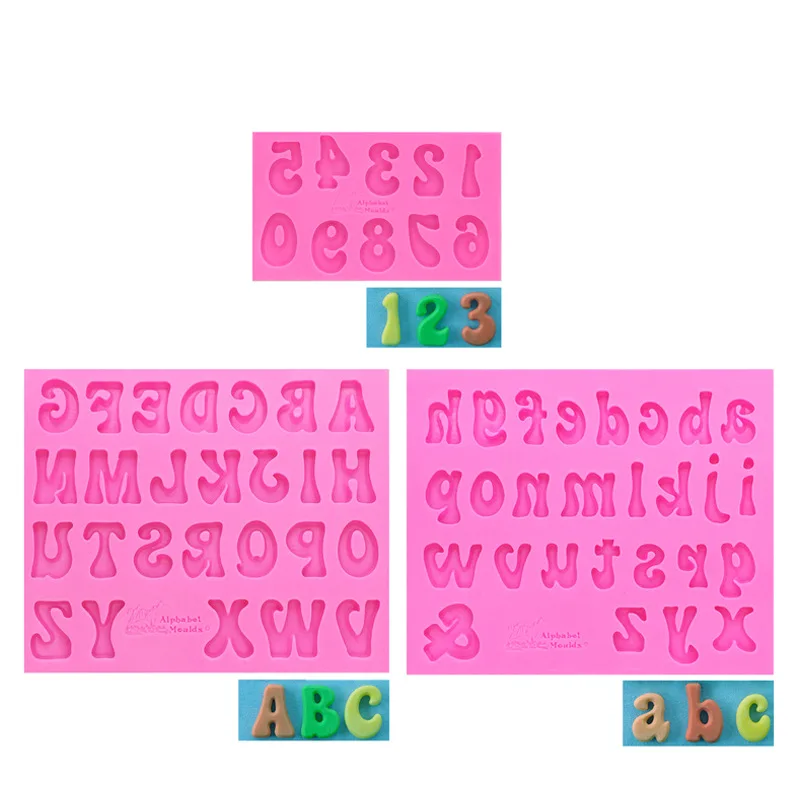 26 uppercase and lowercase English letters and numbers liquid silicone mold diy fondant cake chocolate decoration mold