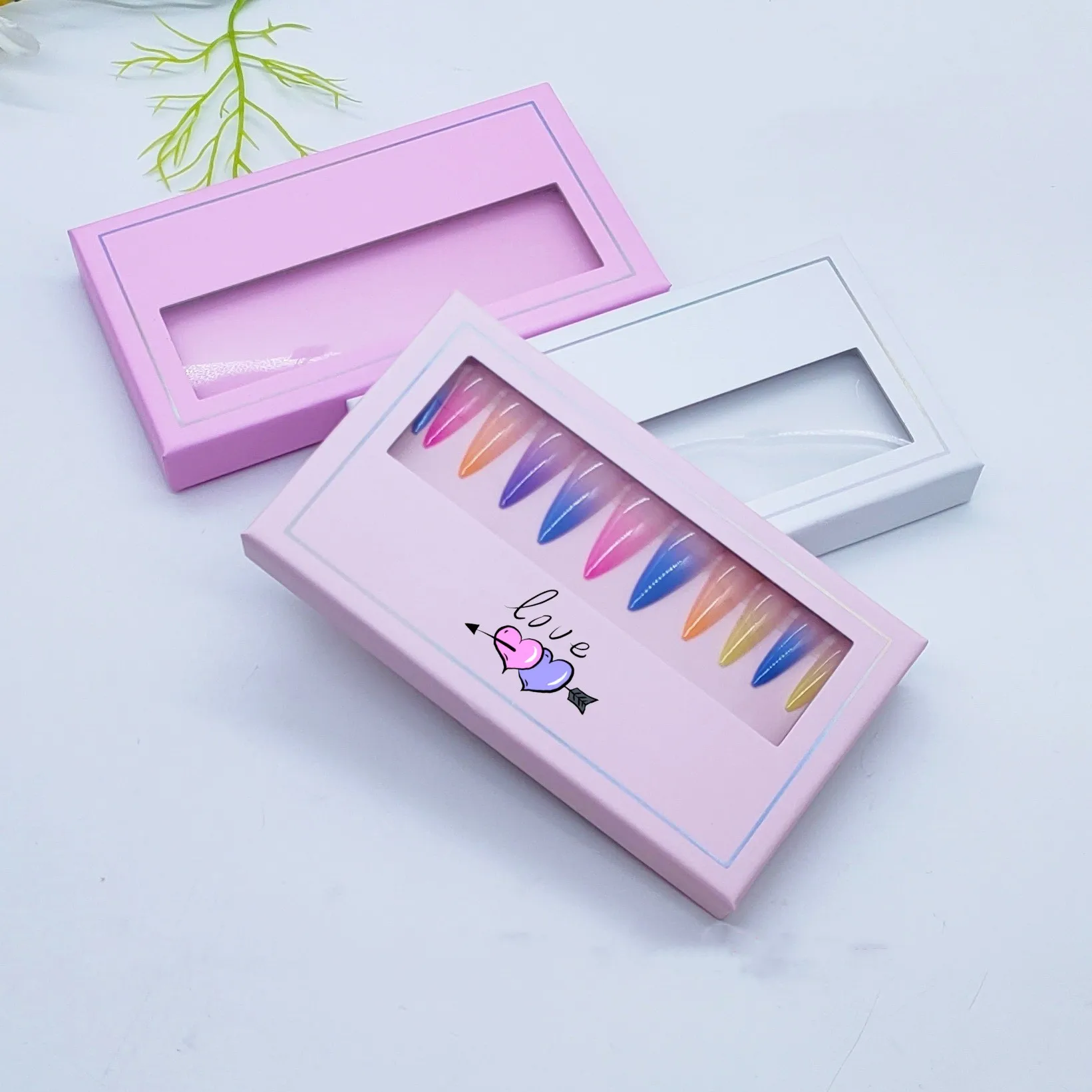 False Nails Package Box for Press on Nails Paper Box Packaging With Clear Window Press on Nails Brand Package Box