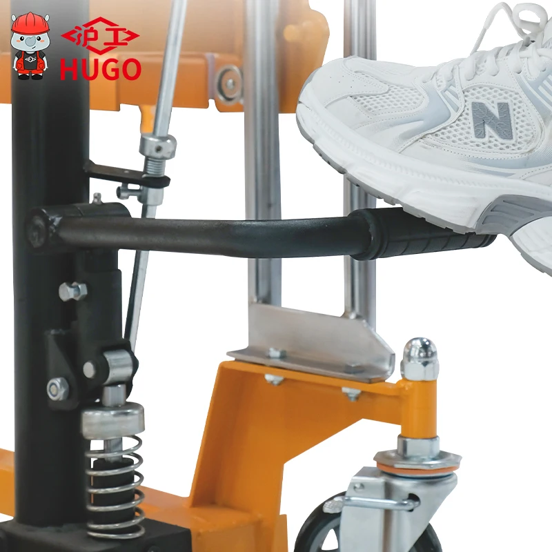 HUGO Portable Lifting Platform Hand Lift Mini Manual Hydraulic Tire Stacker Forklift