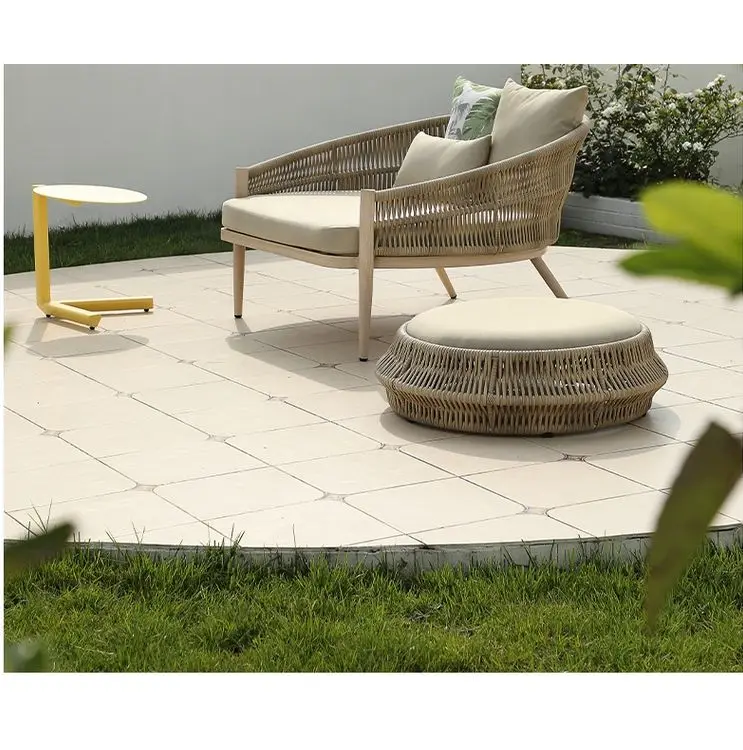 Waterproof Material Aluminum Frame PE Rope Sofa Chair Leisure Round Bed Patio Garden Sets Outdoor Furniture
