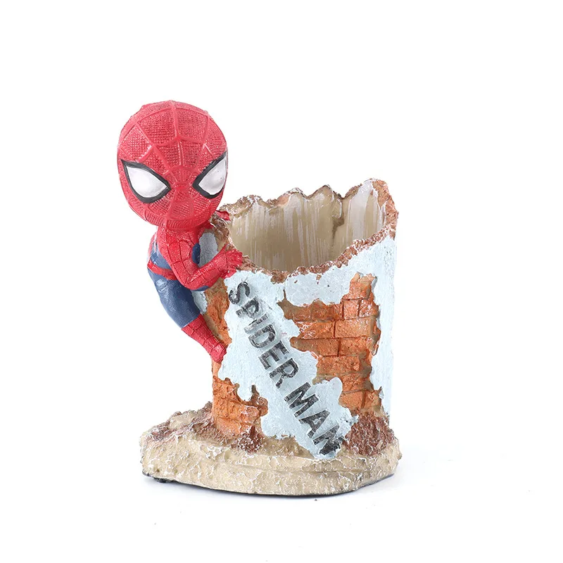 Modern creative home Marvel extraordinary spider man pen holder ornaments student gifts resin crafts ornaments