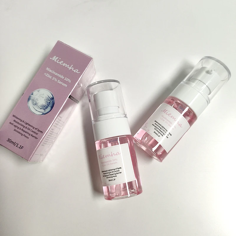 Private Label Natural  Moisturizing Whitening Shrink Pores Serum 10% Niacinamide + Zinc Oil Control Face Serum