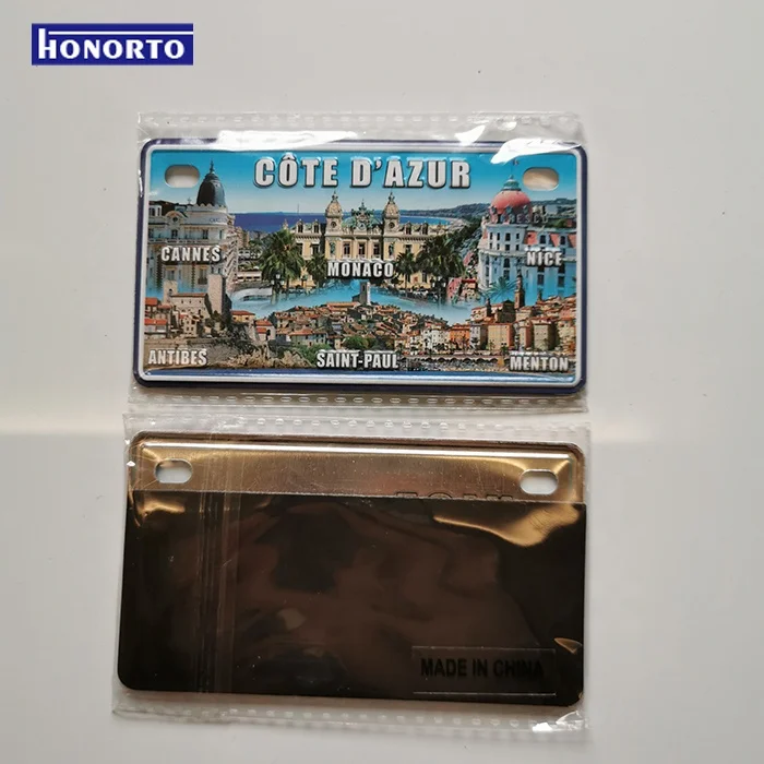 SEDEX Custom 3D Tourist Souvenir Metal License Plate France Aluminum Fridge Magnet