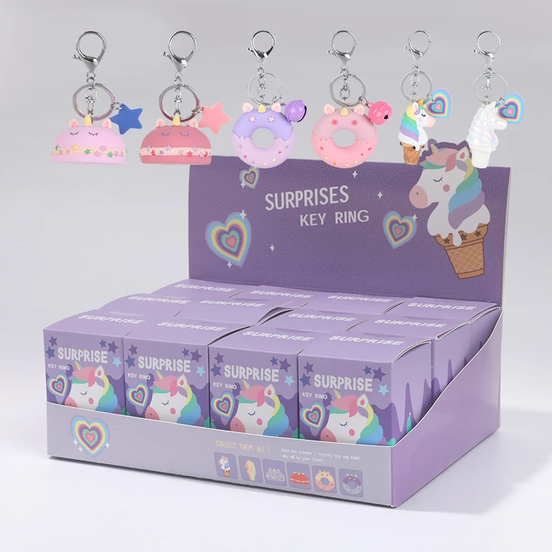 Wholesale Price High Quality Unicorns Acrylic Blind Boxes  Key Chain Rings