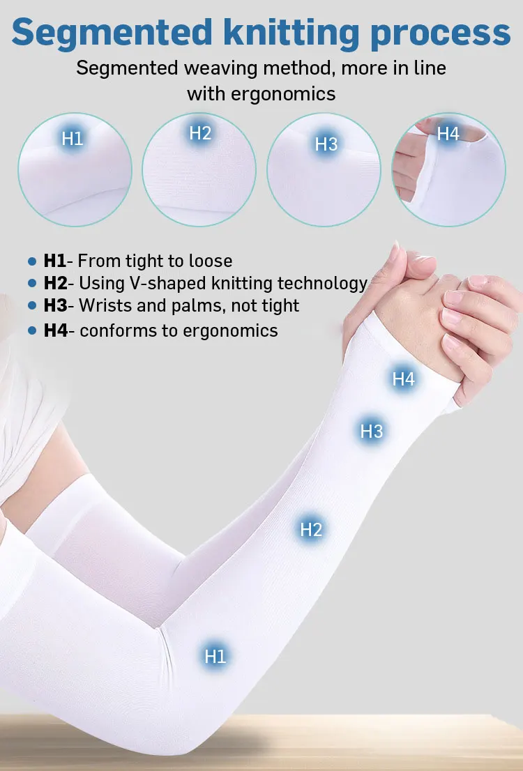 Summer Sunscreen Compression Anti-Bacterial Cooling Ice Silk UV Protective Long Arm Sleeve
