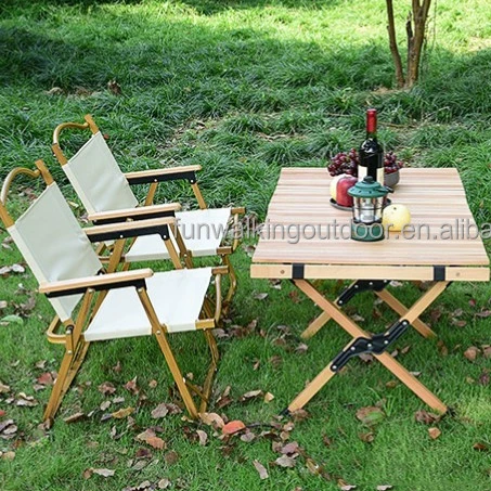 Multipurpose Small Foldable Wooden Garden Table With Chair Set For Camping Picnic Hiking Travel Party Outdoor Furniture
