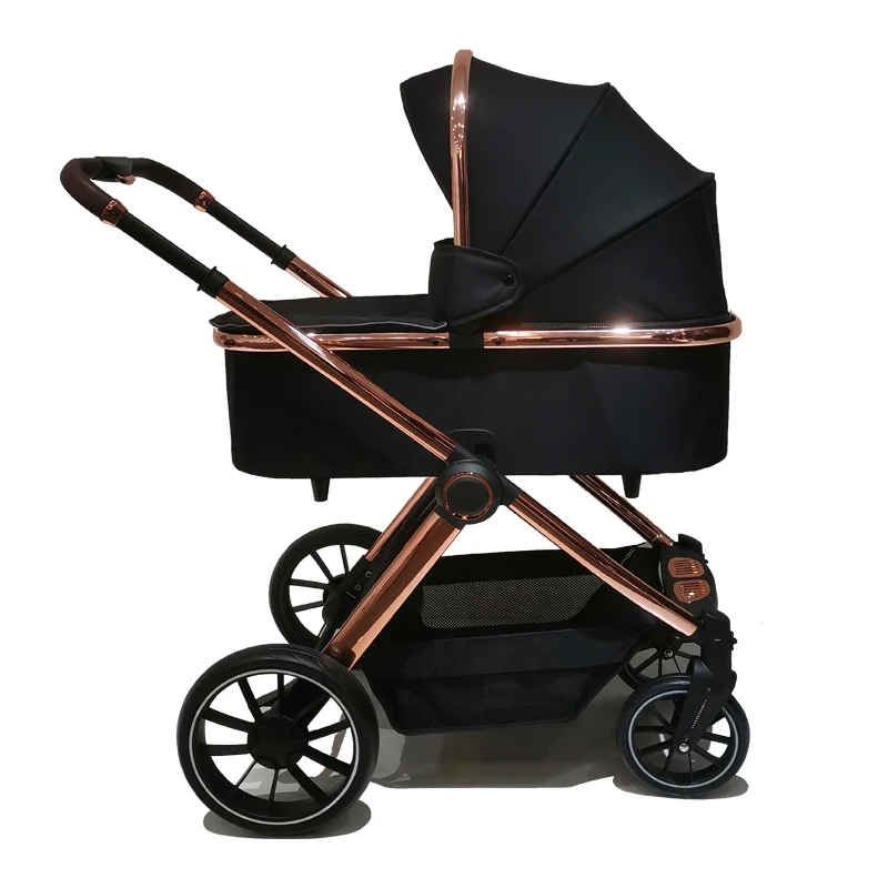 Polished silver mirror frame baby stroller luxury premium style baby stroller pram for European market