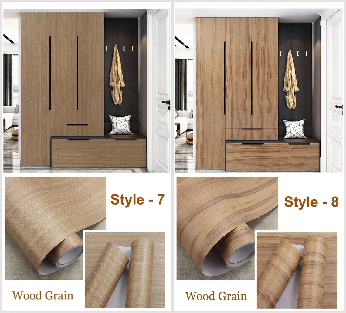 decorative wood grain pvc film roll for furniture vinyl wrap