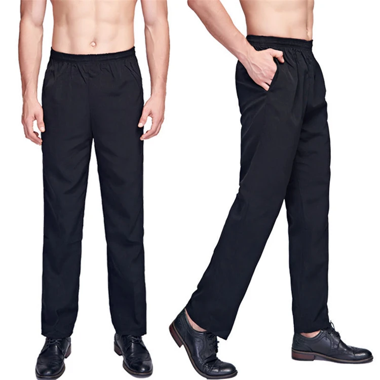 
Mens chef pants Casual Pants Man Striped Trousers Elasticized Waist Cargo work Pants pLaid pants 