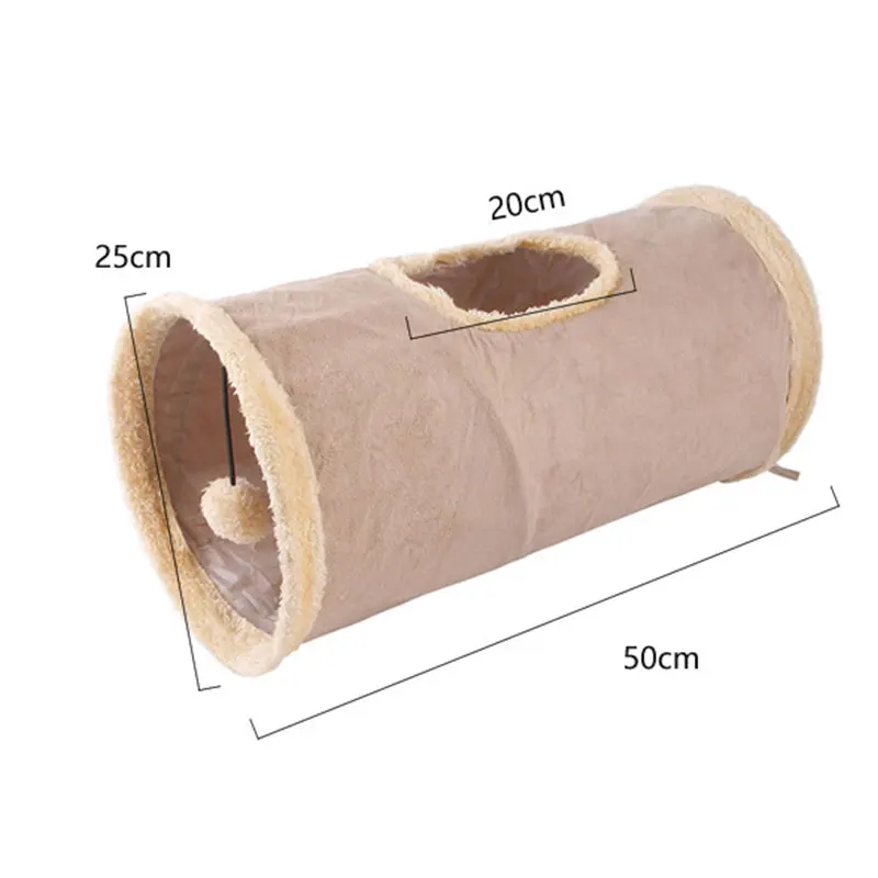 Hot Fashion Portable 2 Tunnel Cat Interactive Toy With Plush Ball Special Design Cat Tunnel Bed