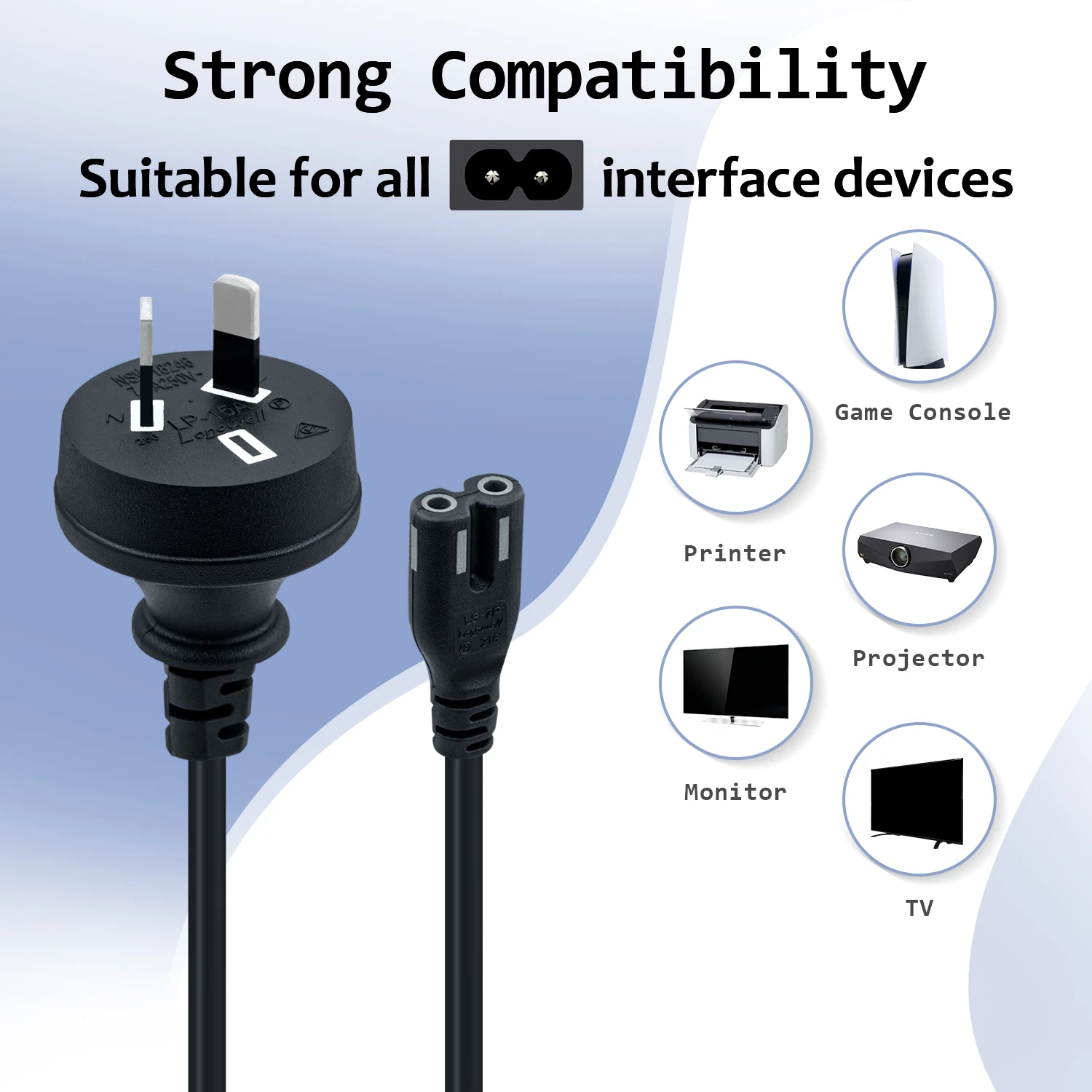 1.5M AC Power Supply Charging Cord AU Plug Cord Cable for PS5 / PS4 / PS3 / Xbox Series X  150CM Charger Electric wire