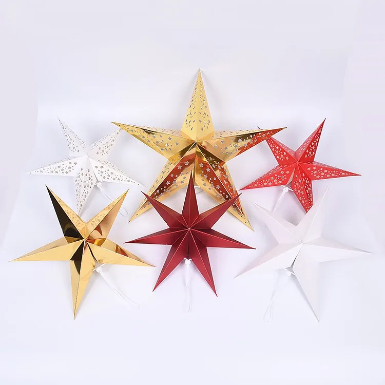 Customized 9 Pointed Printed Christmas Hanging Decoration Paper Star Lantern
