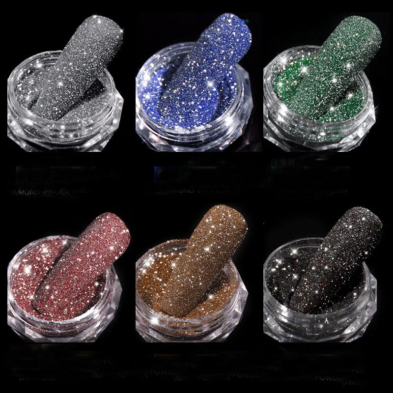 Wholesale Newest 6colors Diamond Powder Glittering Nail Powder