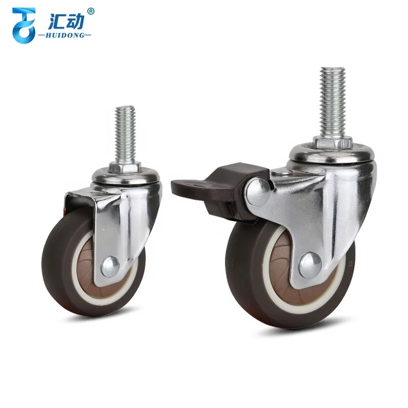 Silent light chrome-plated TPR screw brake 1 inch 1.5 inch 1.25 inch 2 inch Universal casters Chair Office Furniture Wheel