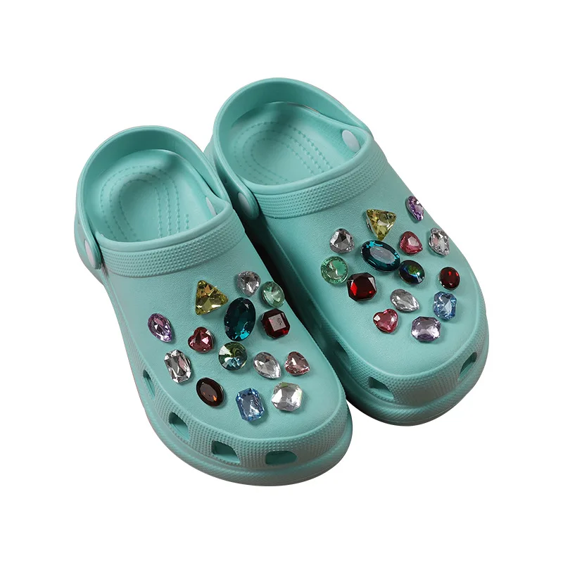 28pcs/set luxury bling geometric style rhinestone croc shoes clogs charms for shoes decoration