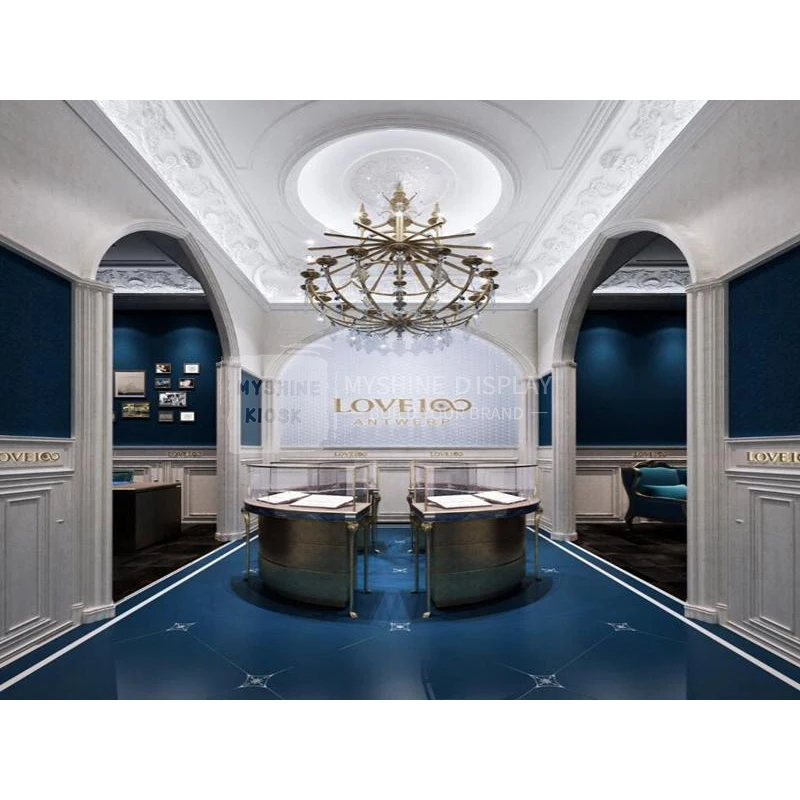 Myshine  Luxury Jewelry Shop Display Counter Store Furniture Jewelry Shop Interior Decoration Design