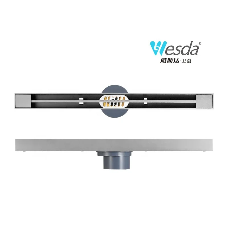 WESDA Factory Supplier Removable Plug-in Cover Shower Drain Channel Linear Floor 304 Stainless Steel Narrow Linear Shower Drain