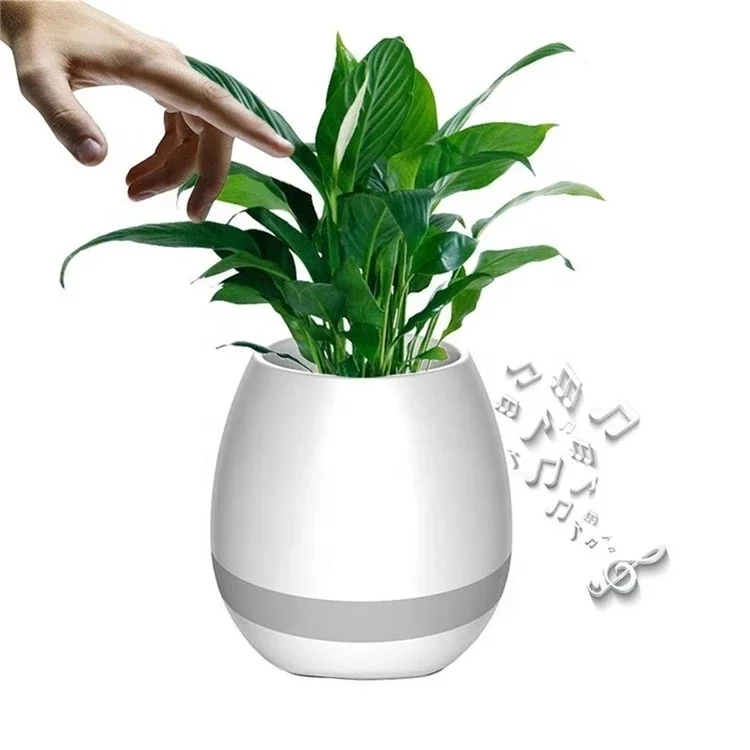 
High Quality Garden Ornaments Pot Light With Music Change Wireless BT Speaker Colorful Touch Sensing USB Music Flower Pot 