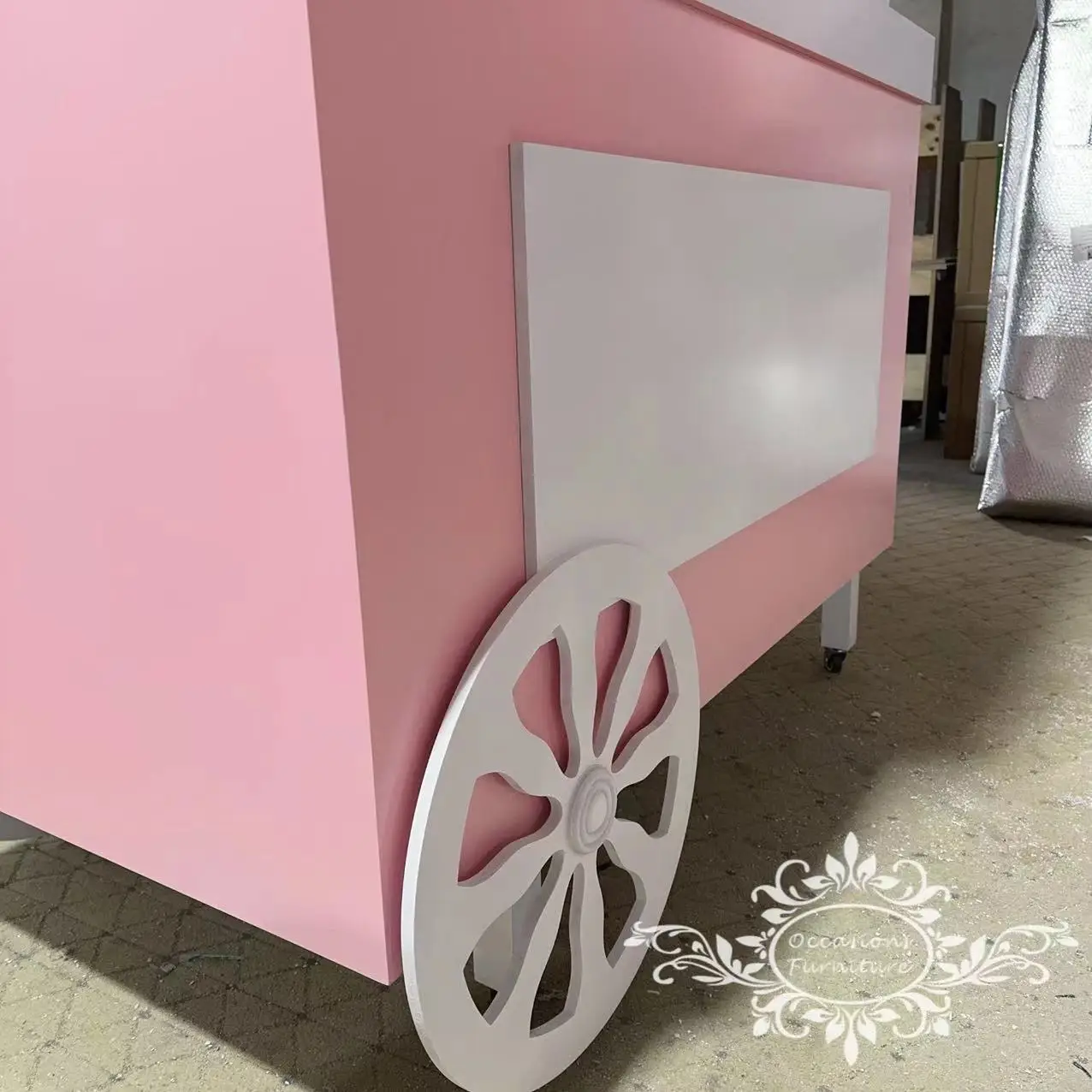 Pink White Cart Baby Shower Birthday Party Candy Sweet Cart Props